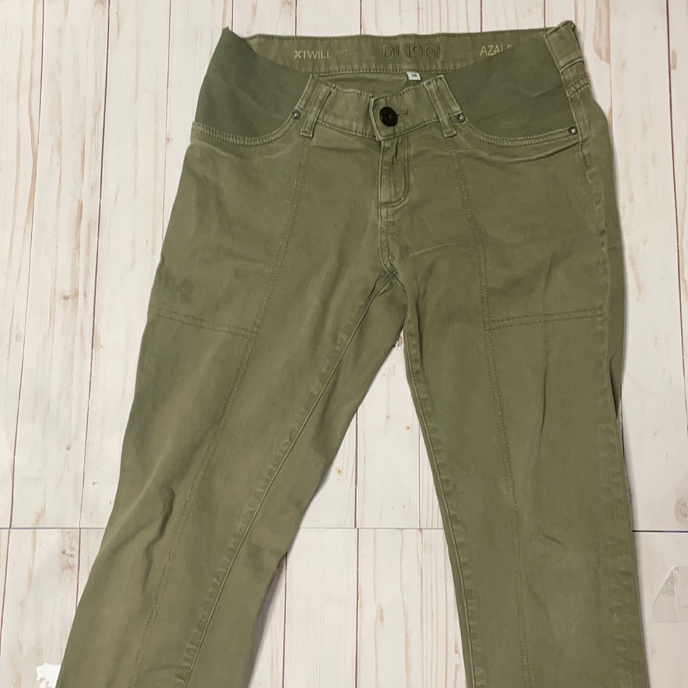 DL1961 Azalea maternity Relaxed Skinny olive pants - Picture 3 of 8